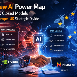 The global AI landscape is splitting between open-weight European models and capital-intensive proprietary U.S. systems — shaping the future of technological sovereignty and economic power.