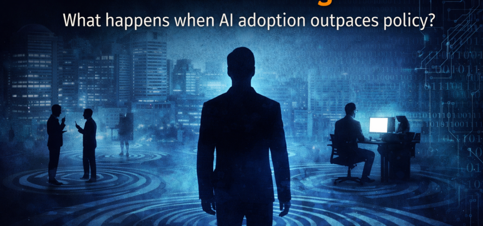 Concept image of the social cost of unregulated AI, showing white-collar job disruption, automation, and economic inequality caused by artificial intelligence adoption.